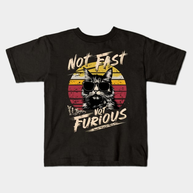 Not Almost Not Furious Lazy Relaxed Cat Kids T-Shirt by Primo Style